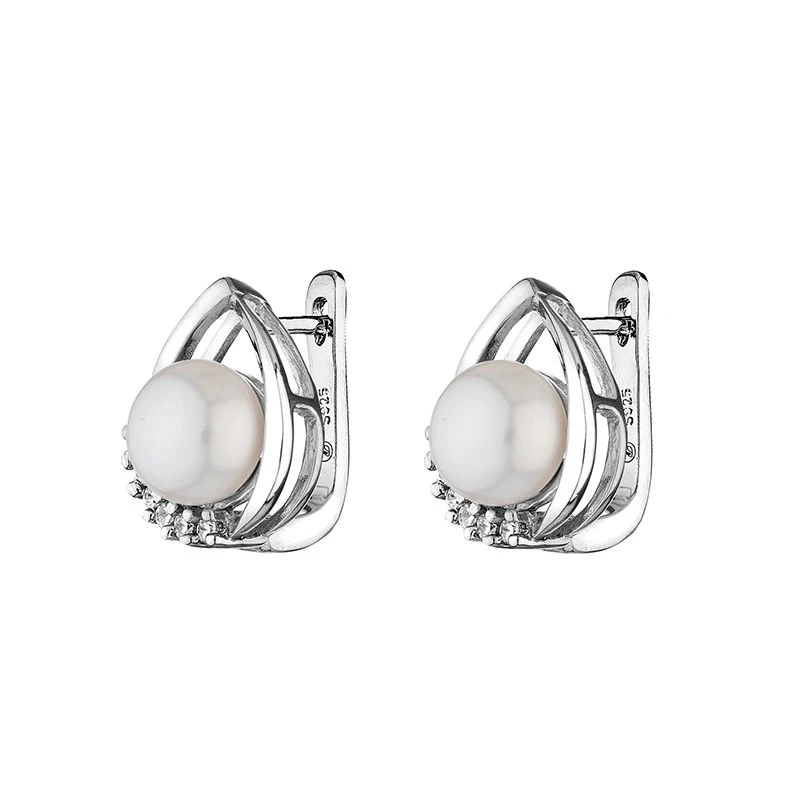 Обеци с бели перли SH2114EW Swan Pearls